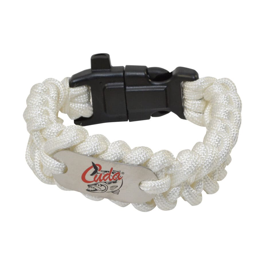 Cuda 8.5" Men's Small Marine Bracelet Poly Weave, Locking Clasp, Logo Plate, Compass, Whistle