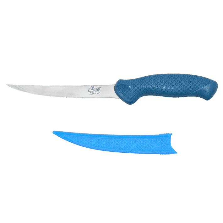Cuda 23049: 6 AquaTuff Curved Boning Knife with Blade Cover, Blue