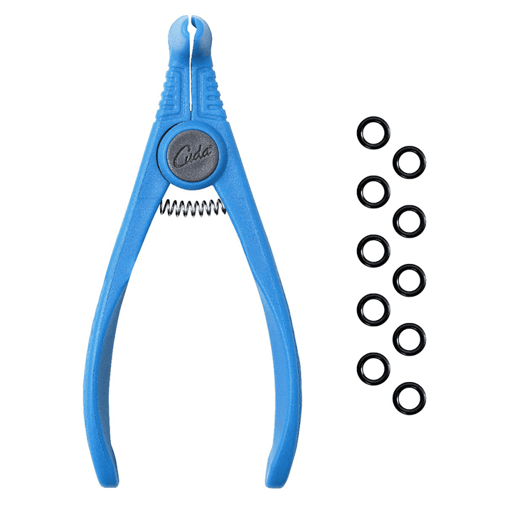 Cuda Fishing Plier with Ring Splitter 7 Carbon Steel Bent - Blue